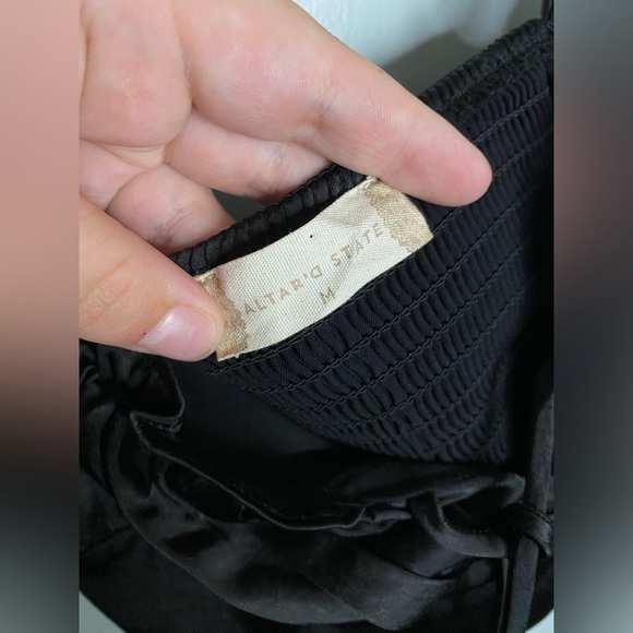 Altar'd State Black Corset Crop Top Adjustable Straps Size Medium Tie Front - Picture 2 of 7